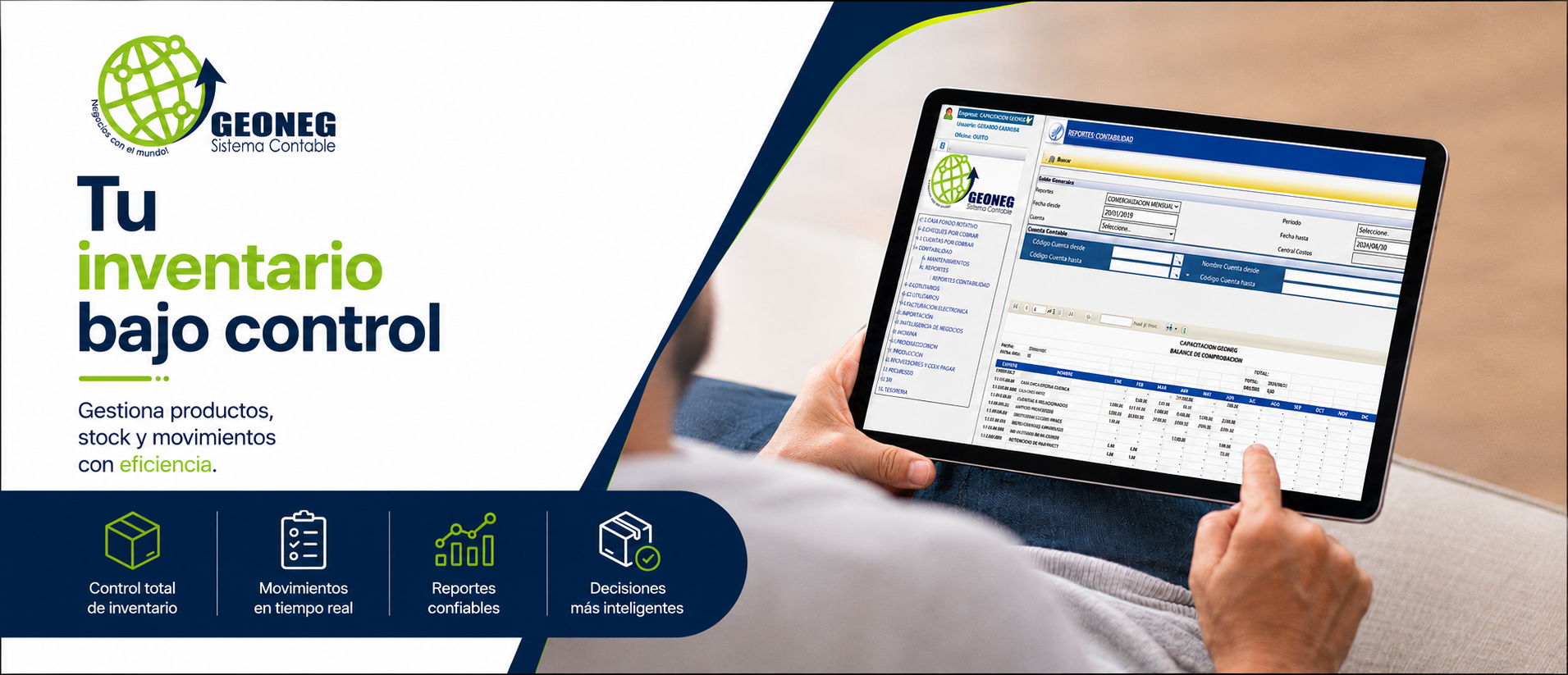 Sistema de inventarios GEONEG para control de stock, productos y bodegas