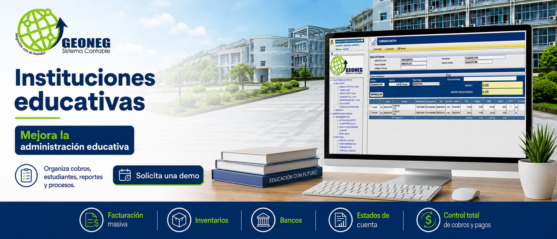 Software para colegios GEONEG para gestión de estudiantes, pensiones y cobranzas